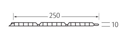 3v bekledingspaneel Wit 250 x 10mm (holle schroot)