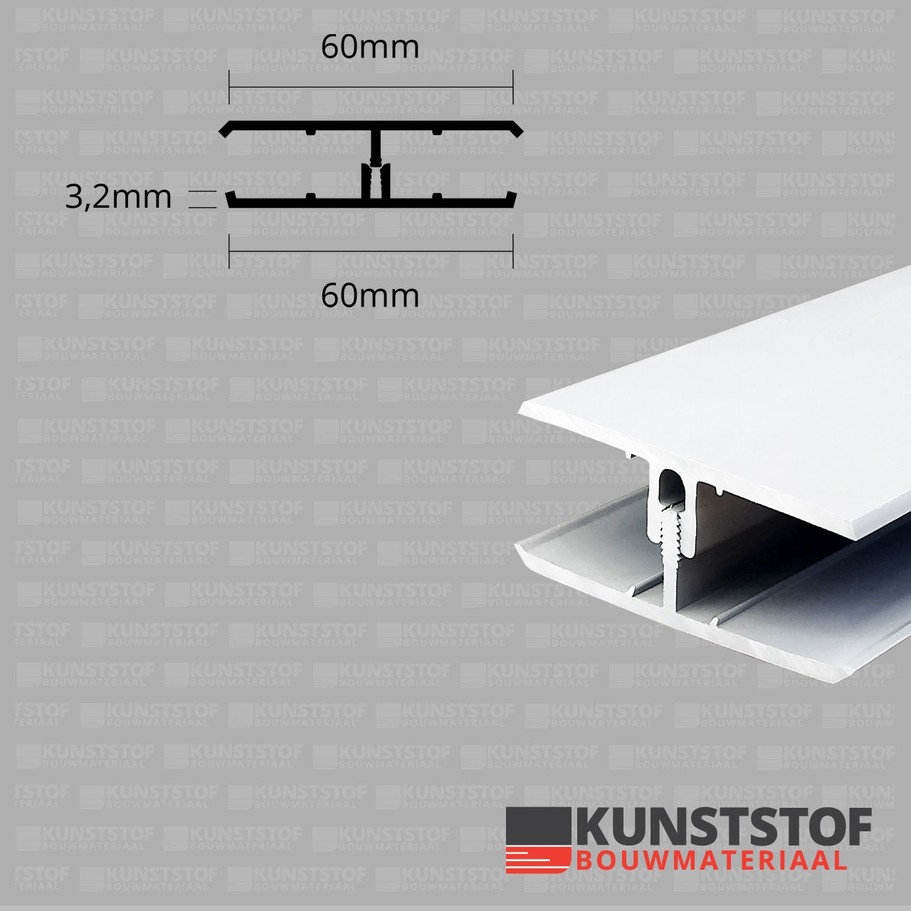 Eurotexx Dubbel Rabat - potdeksel 50mm verbindingsprofiel 2 delig kunststof gevelbekleding profiel in de kleur wit - RAL 9010