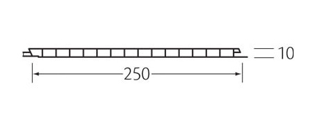 vlak kunststof paneel 250 x 10mm (holle schroot)