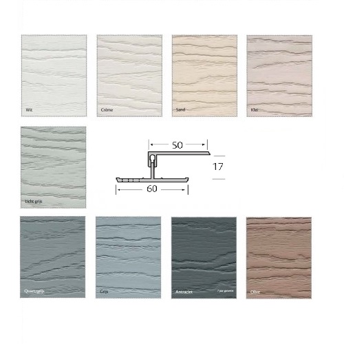Eurotexx Dubbel Rabat - potdeksel 17mm ventilatie afsluitprofiel kunststof