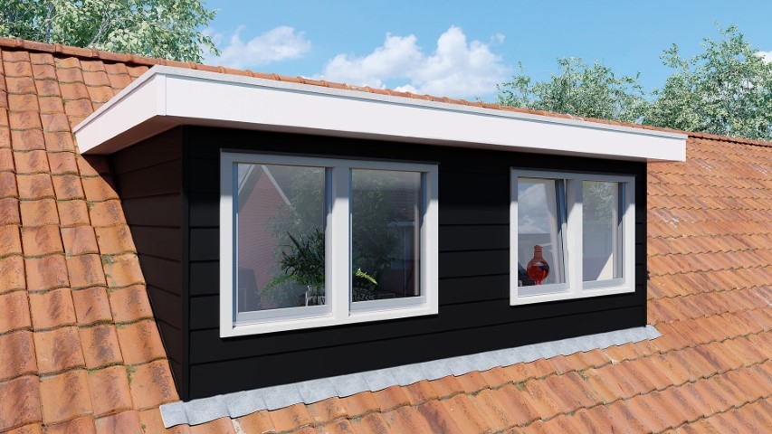 Een dakkapel in de kleur nightblack keralit potdeksel horizontaal gemonteerd