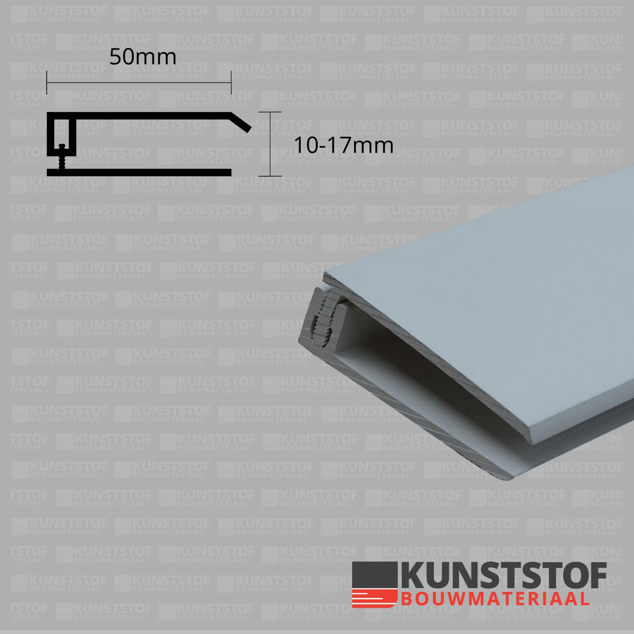 Eurotexx Dubbel Rabat - potdeksel 50mm eindprofiel kunststof gevelbekleding in de kleur grijs ral 7001
