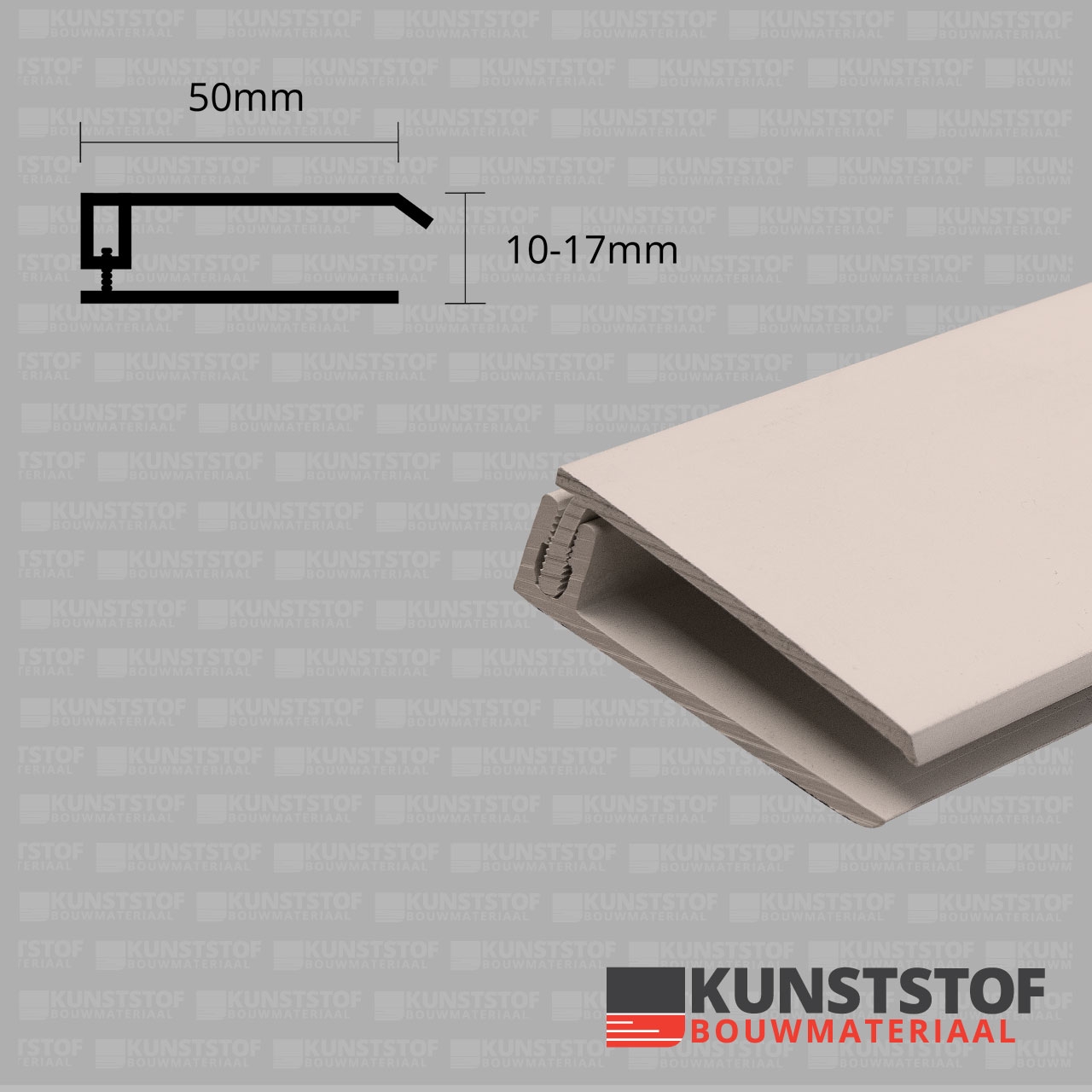 Eurotexx Dubbel Rabat - potdeksel 50mm eindprofiel kunststof gevelbekleding in de kleur klei licht bruin