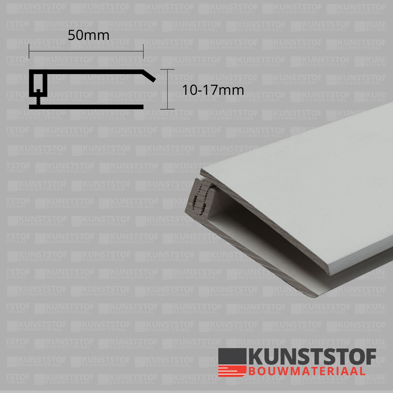 Eurotexx Dubbel Rabat - potdeksel 50mm eindprofiel kunststof gevelbekleding in de kleur  licht grijs ral 7035