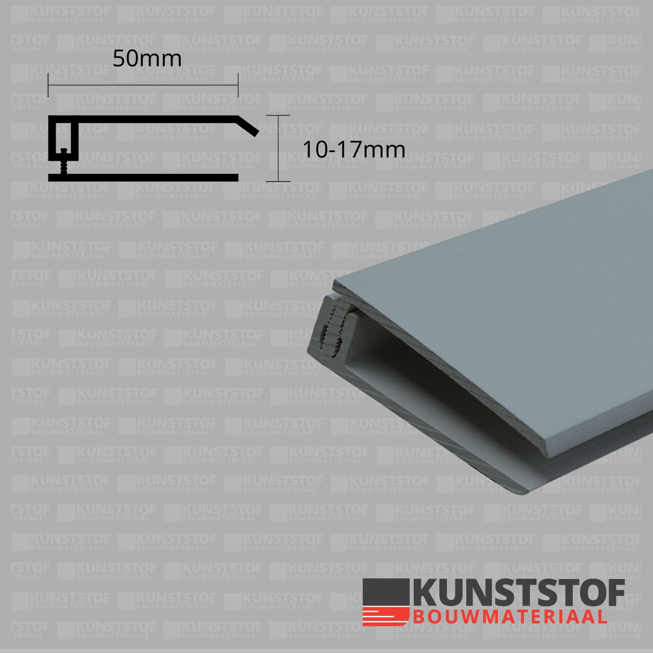 Eurotexx Dubbel Rabat - potdeksel 50mm eindprofiel kunststof gevelbekleding in de kleur quartz grijs ral 7045