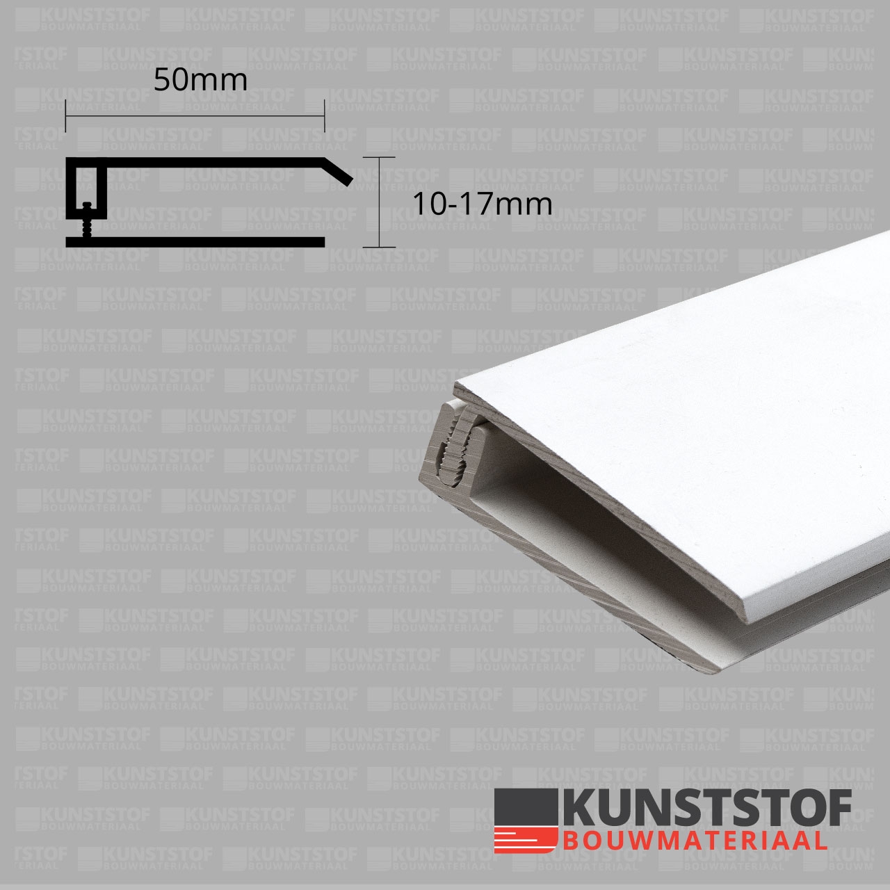 Eurotexx Dubbel Rabat - potdeksel 50mm eindprofiel kunststof gevelbekleding in de kleur wit ral 9010