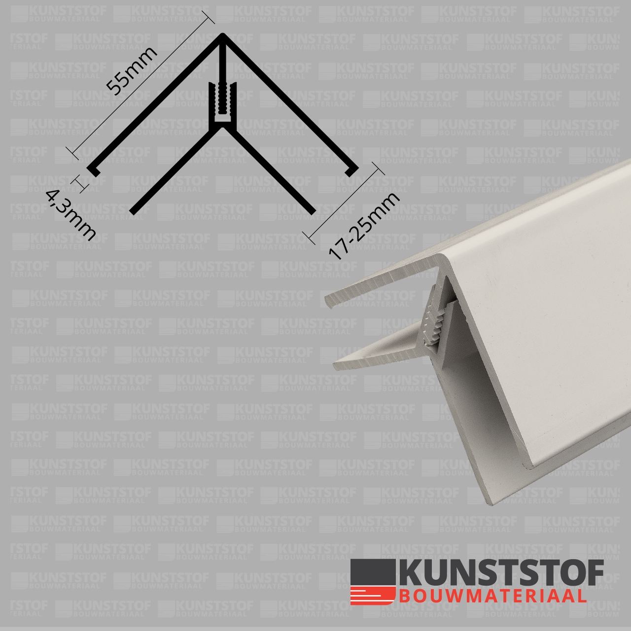 Eurotexx Dubbel Rabat hoekprofiel 2-delig kunststof in de kleur creme ral 9001