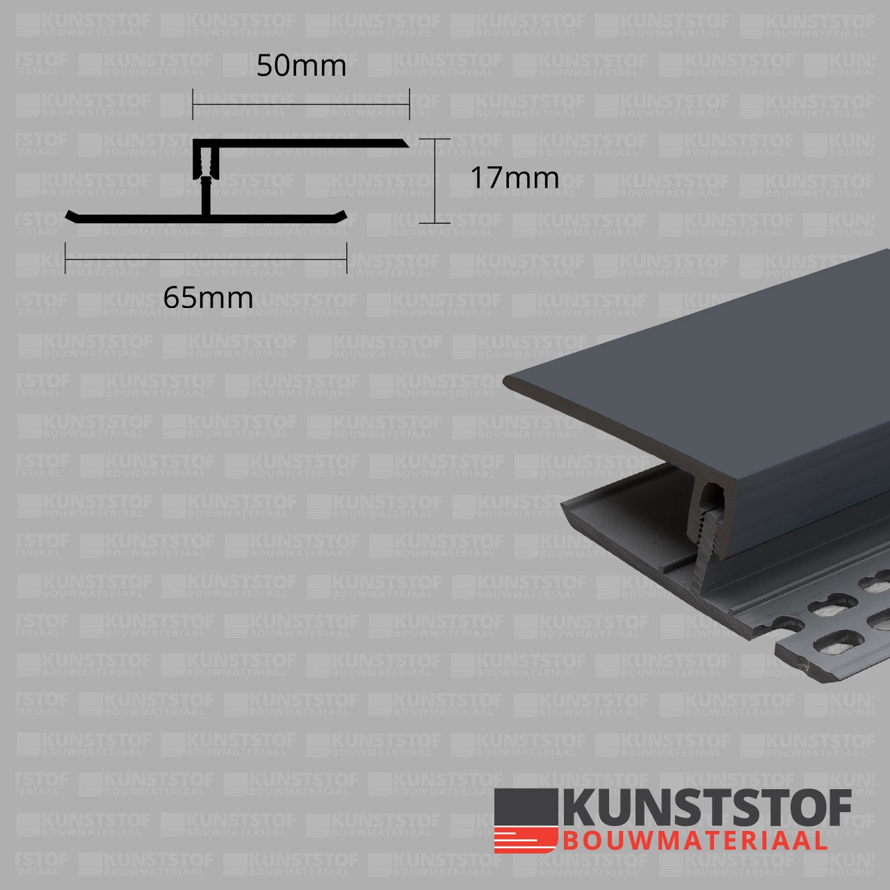 Eurotexx Dubbel Rabat - potdeksel 17mm ventilatie afsluitprofiel kunststof in de kleur antraciet ral 7015 donker grijs
