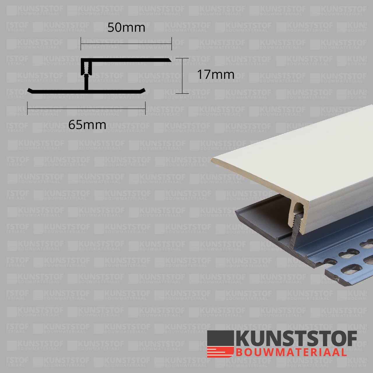 Eurotexx Dubbel Rabat - potdeksel 17mm ventilatie afsluitprofiel kunststof in de kleur creme ral 9001