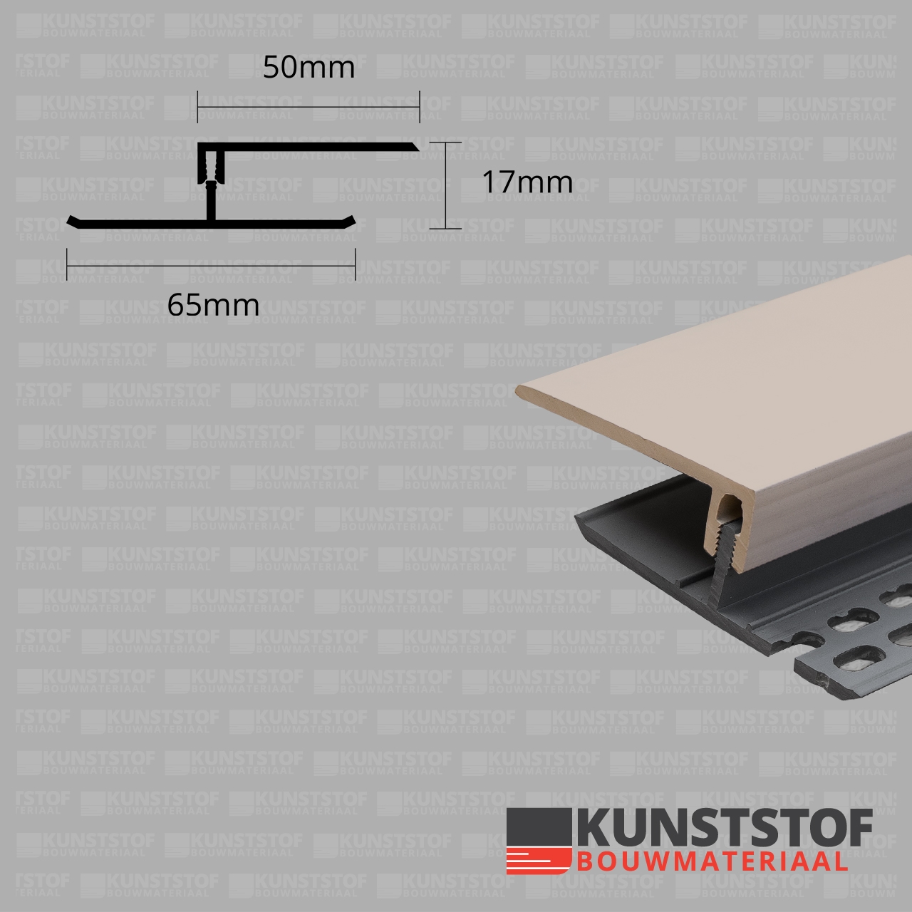 Eurotexx Dubbel Rabat - potdeksel 17mm ventilatie afsluitprofiel kunststof in de kleur klei licht bruin
