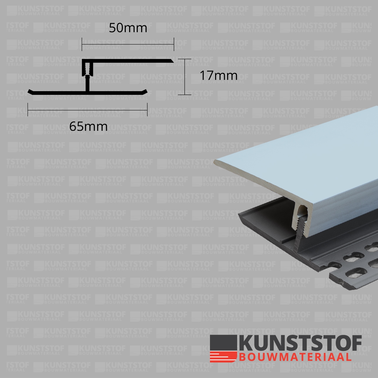 Eurotexx Dubbel Rabat - potdeksel 17mm ventilatie afsluitprofiel kunststof in de kleur lichtblauw