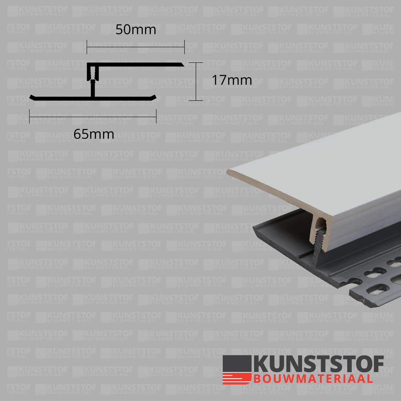Eurotexx Dubbel Rabat - potdeksel 17mm ventilatie afsluitprofiel kunststof in de kleur lichtgrijs 7035