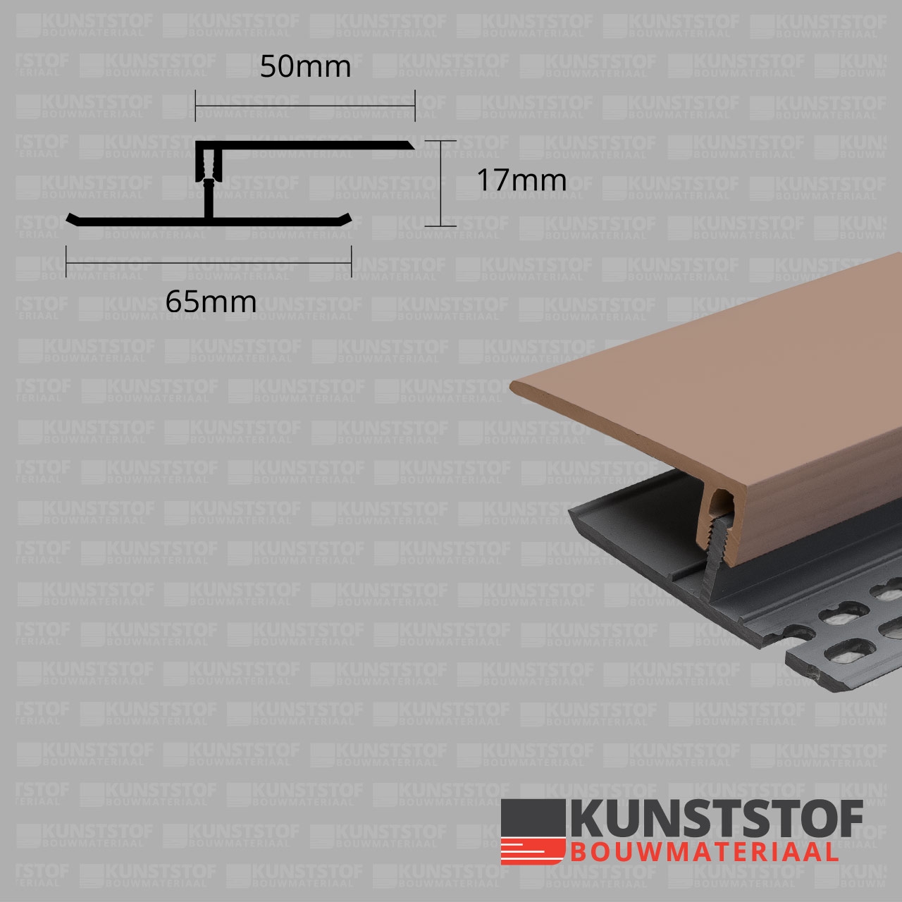 Eurotexx Dubbel Rabat - potdeksel 17mm ventilatie afsluitprofiel kunststof in de kleur olijf donker bruin