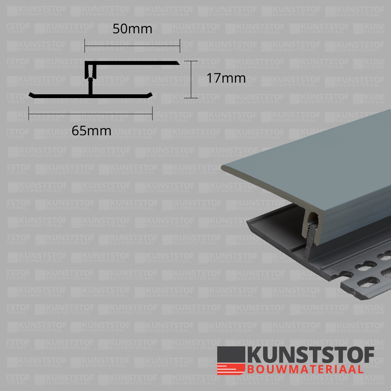 Eurotexx Dubbel Rabat - potdeksel 17mm ventilatie afsluitprofiel kunststof in de kleur quartz grijs ral 7045