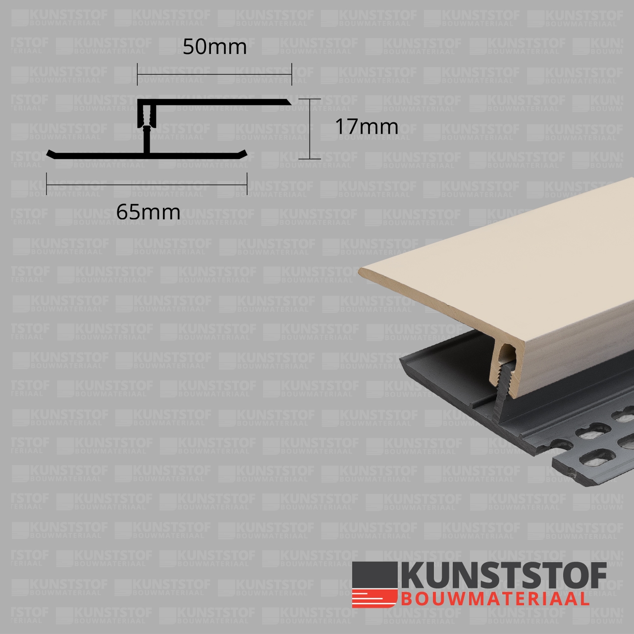 Eurotexx Dubbel Rabat - potdeksel 17mm ventilatie afsluitprofiel kunststof in de kleur sand ral 1015 znad kleurig licht bruin