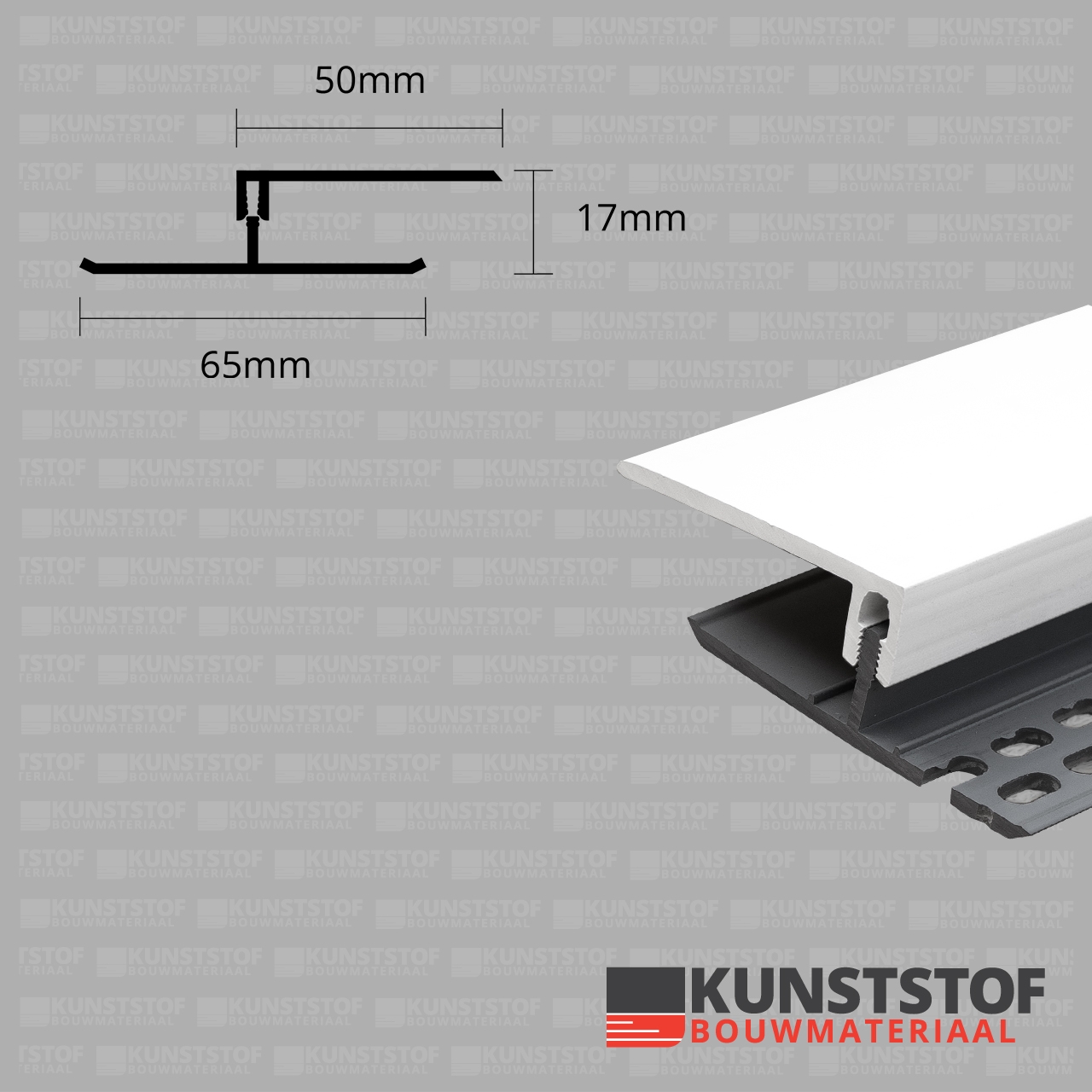 Eurotexx Dubbel Rabat - potdeksel 17mm ventilatie afsluitprofiel kunststof in de kleur wit ral 9010