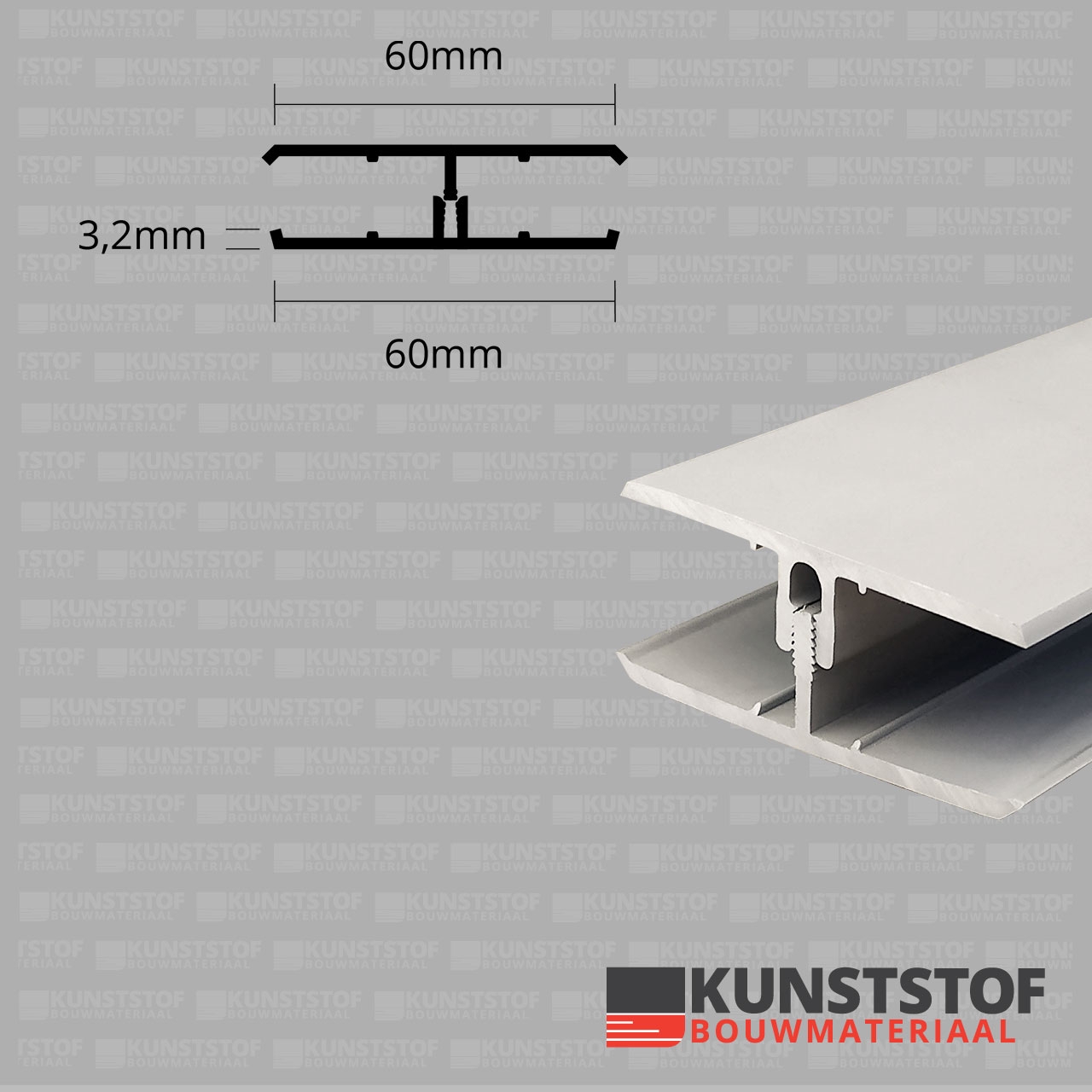 Eurotexx Dubbel Rabat - potdeksel 50mm verbindingsprofiel 2 delig kunststof gevelbekleding profiel in de kleur creme ral 9001