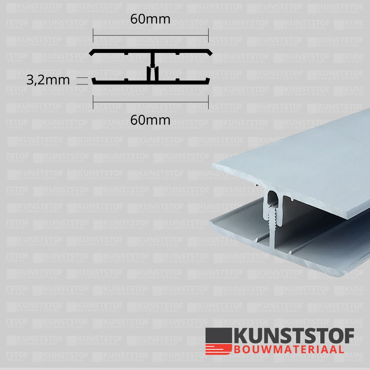 Eurotexx Dubbel Rabat - potdeksel 50mm verbindingsprofiel 2 delig kunststof gevelbekleding profiel in de kleur licht blauw