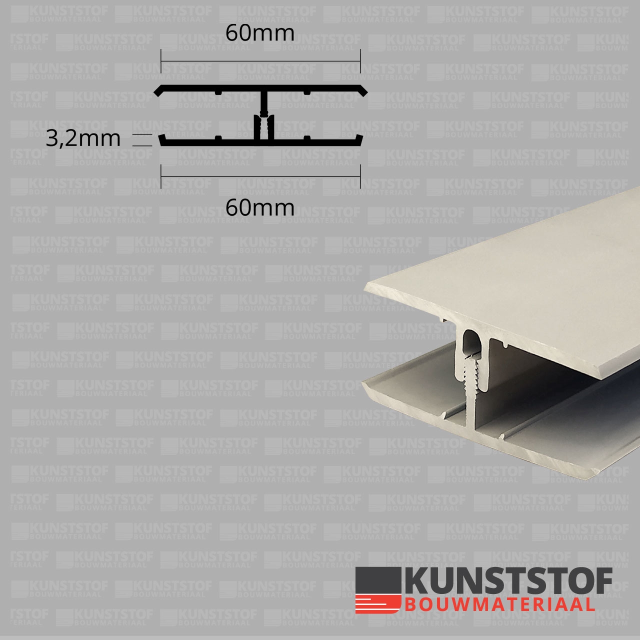 Eurotexx Dubbel Rabat - potdeksel 50mm verbindingsprofiel 2 delig kunststof gevelbekleding profiel in de kleur sand een zand verijkende kleur