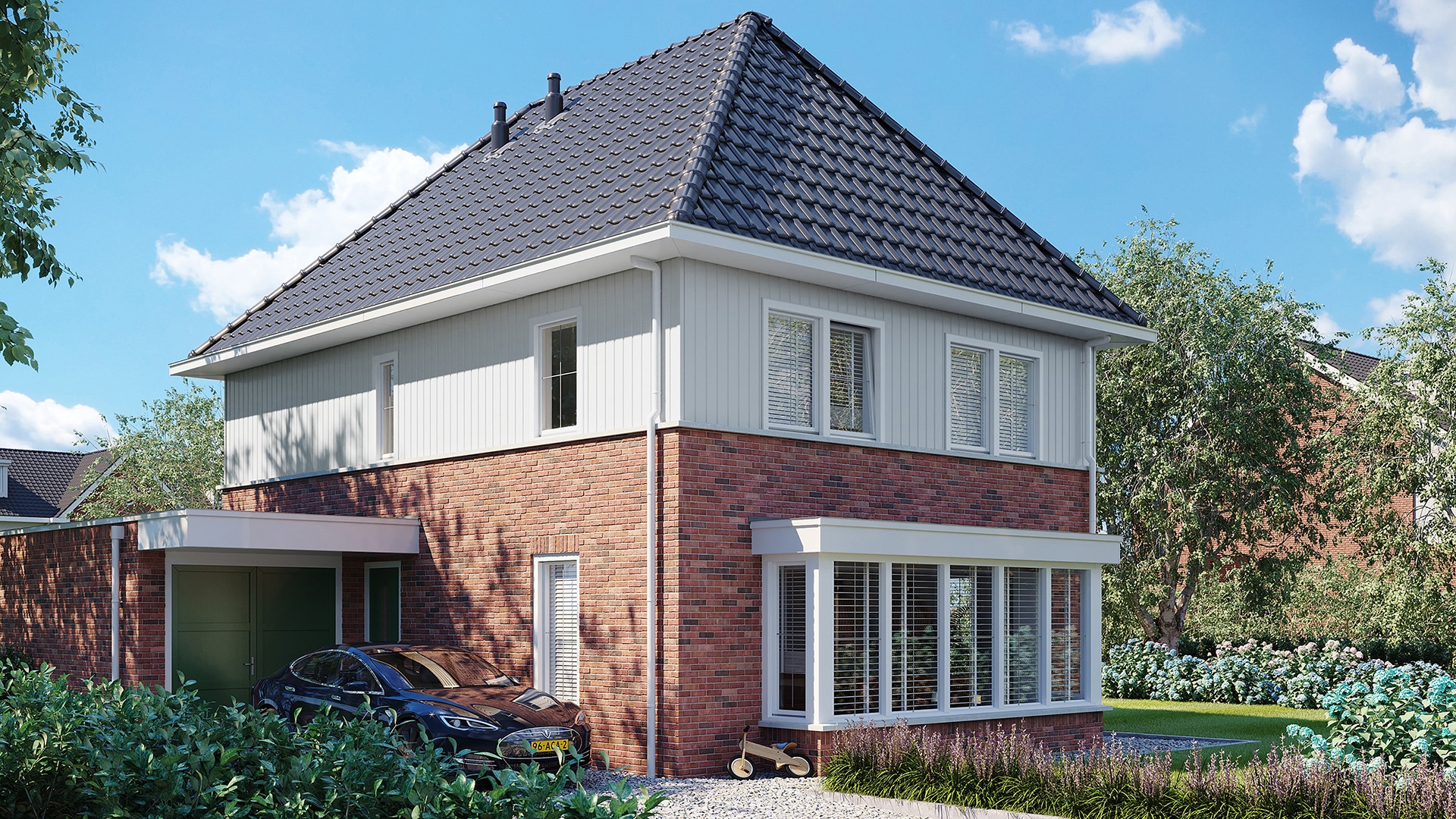 woning in de kleur wit (ral 9016) van keralit sponningdeel 143 verticaal