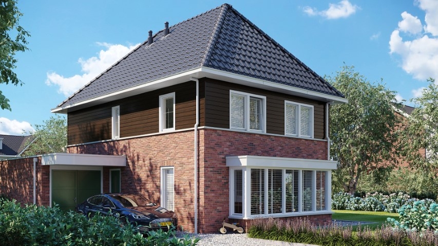 Een huis in de kleur donker eiken sponningdeel 143 horizontaal gemonteerd