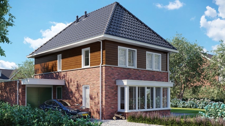 Een huis in de kleur golden oak sponningdeel 143 horizontaal gemonteerd