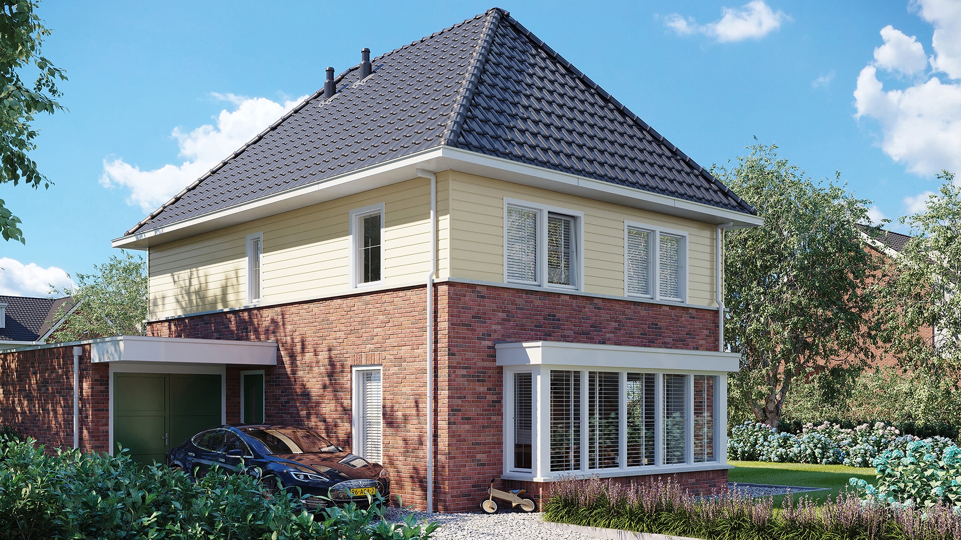 Een huis in de kleur licht ivoor sponningdeel 143 horizontaal gemonteerd