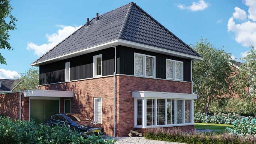 Een huis in de kleur nightblack sponningdeel 143 verticaal gemonteerd