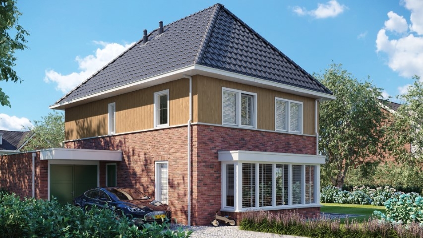 Een huis in de kleur natuur eiken keralit sponningdeel 190 horizontaal gemonteerd