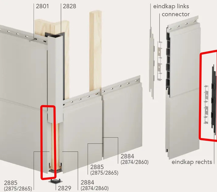 Eindkap rechts (Sponningdeel 190) voorbeeld Keralit (2885)