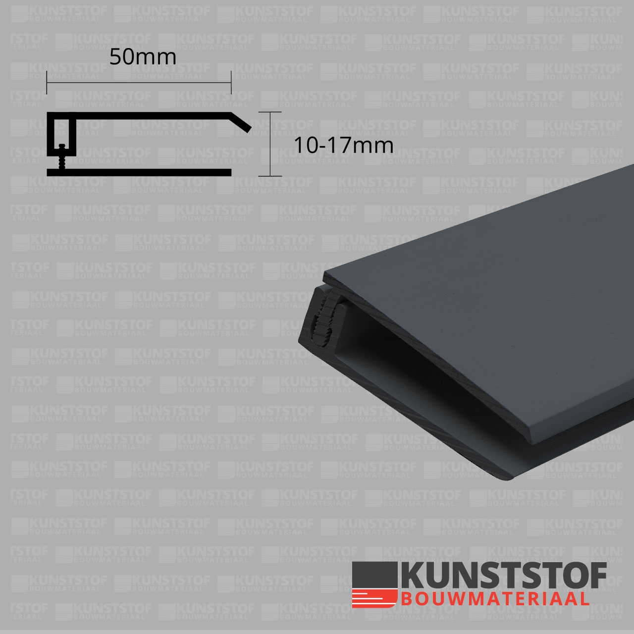 Eurotexx Dubbel Rabat - potdeksel 50mm eindprofiel kunststof gevelbekleding in de kleur  antraciet donker grijs ral 7015