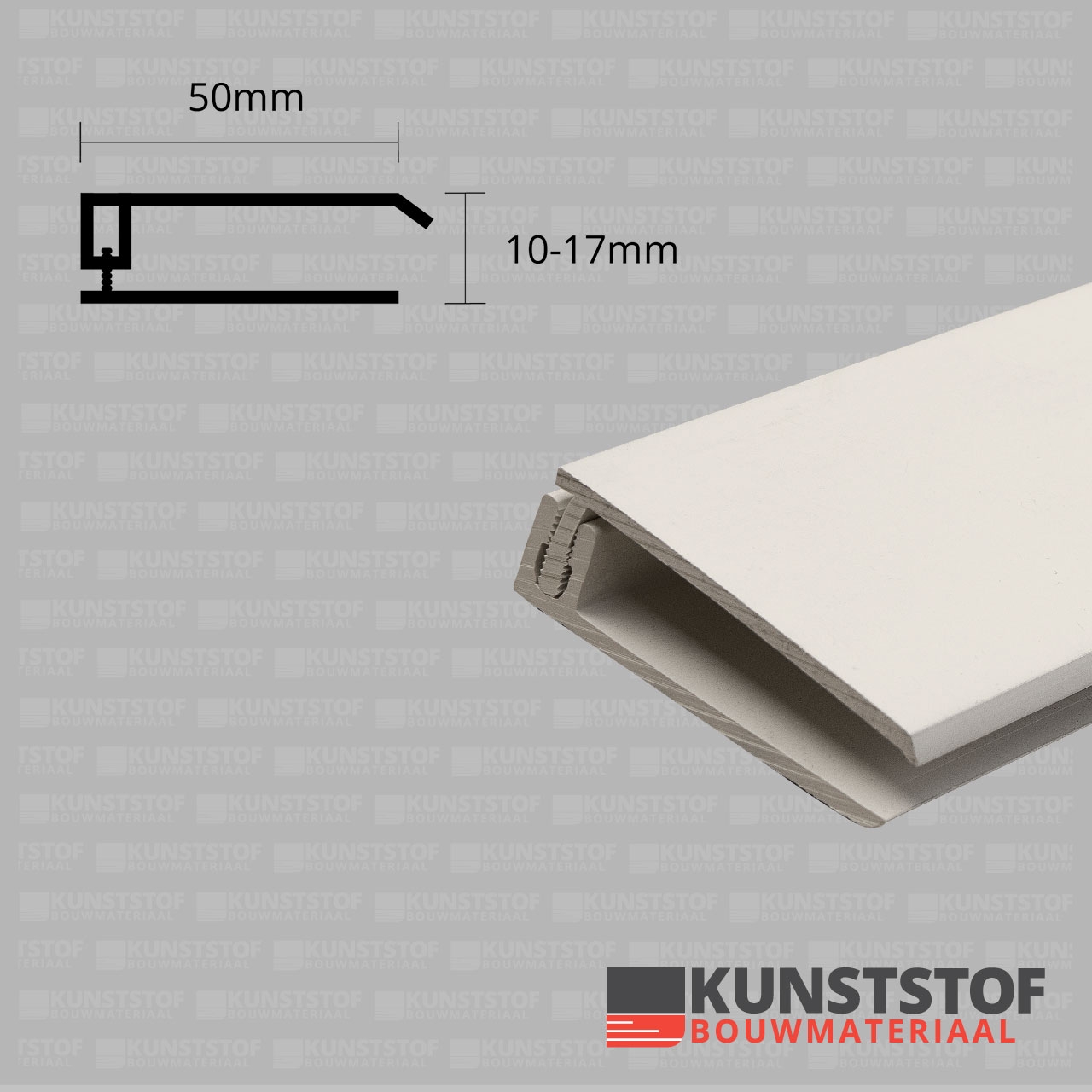 Eurotexx Dubbel Rabat - potdeksel 50mm eindprofiel kunststof gevelbekleding in de kleur creme 9001