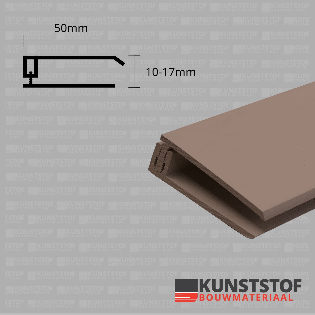 Eurotexx Dubbel Rabat - potdeksel 50mm eindprofiel kunststof gevelbekleding in de kleur  olijf donker bruin