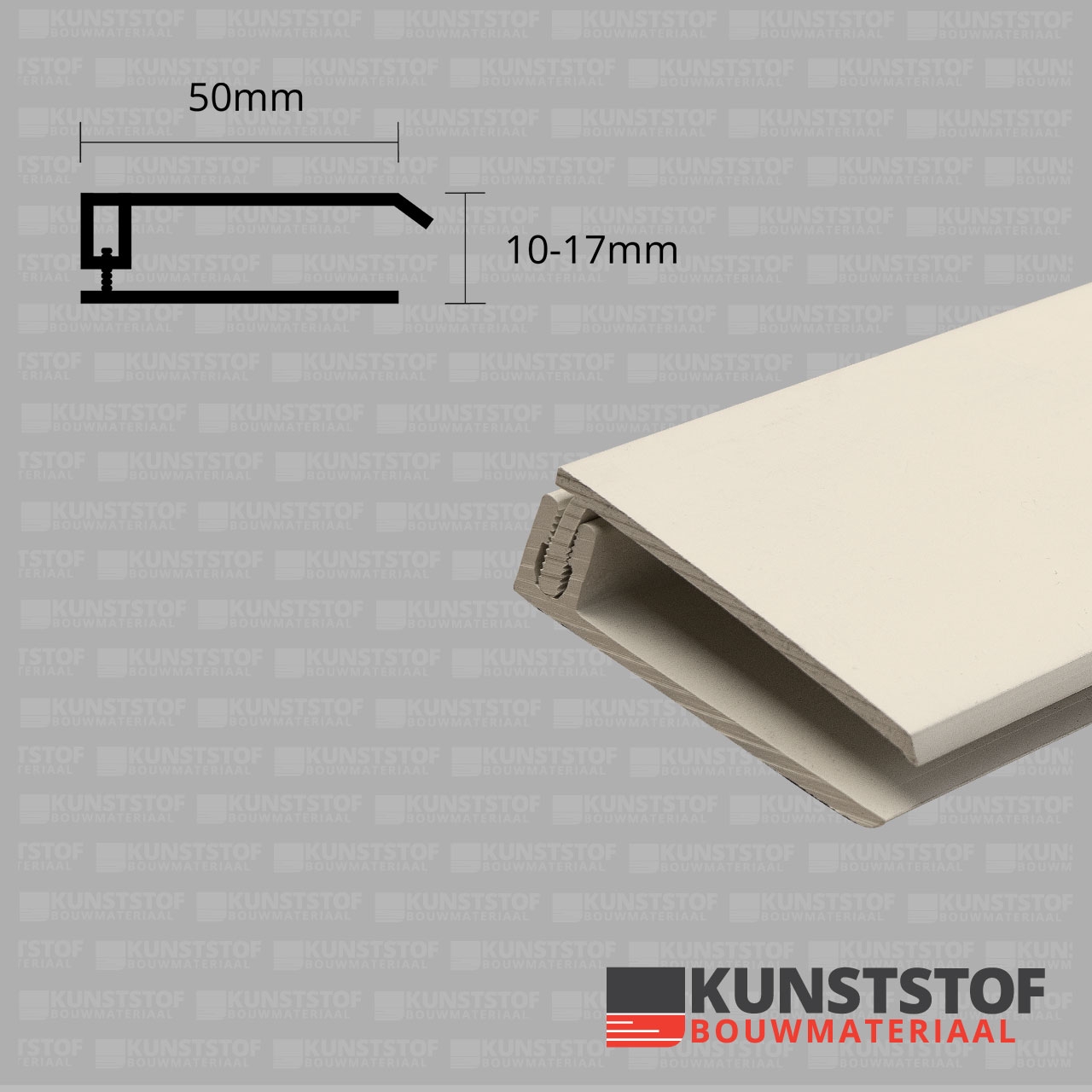 Eurotexx Dubbel Rabat - potdeksel 50mm eindprofiel kunststof gevelbekleding in de kleur sandral 1015