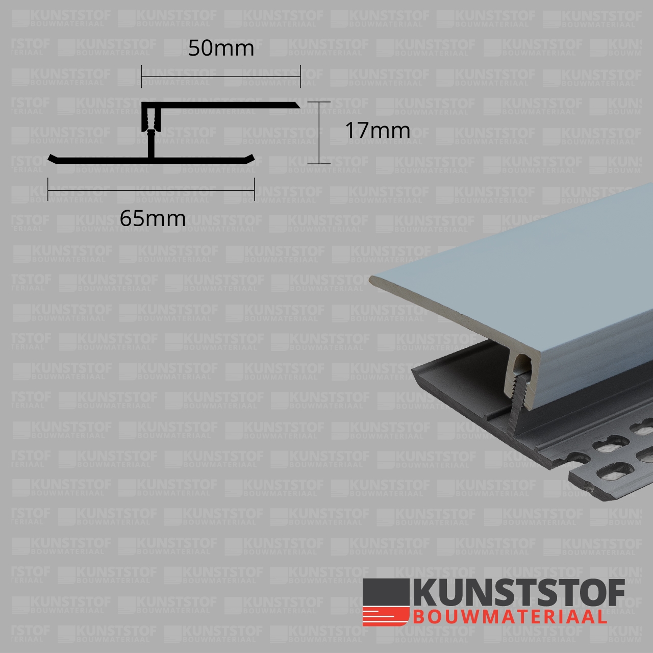 Eurotexx Dubbel Rabat - potdeksel 17mm ventilatie afsluitprofiel kunststof in de kleur grijs ral 7001