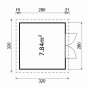 Afmetingen kunststof tuinhuis 7,84 m²