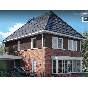 Een huis in de kleur bruin eiken keralit potdeksel 177 horizontaal gemonteerd