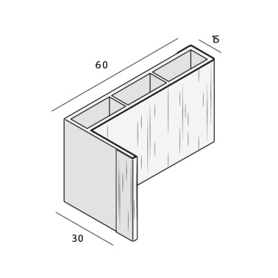 Holkamerprofiel 60x30x15 mm nerf binnenzijde