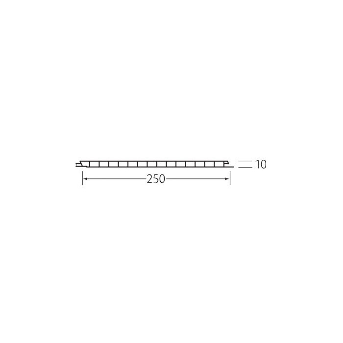 vlak kunststof paneel 250 x 10mm (holle schroot)