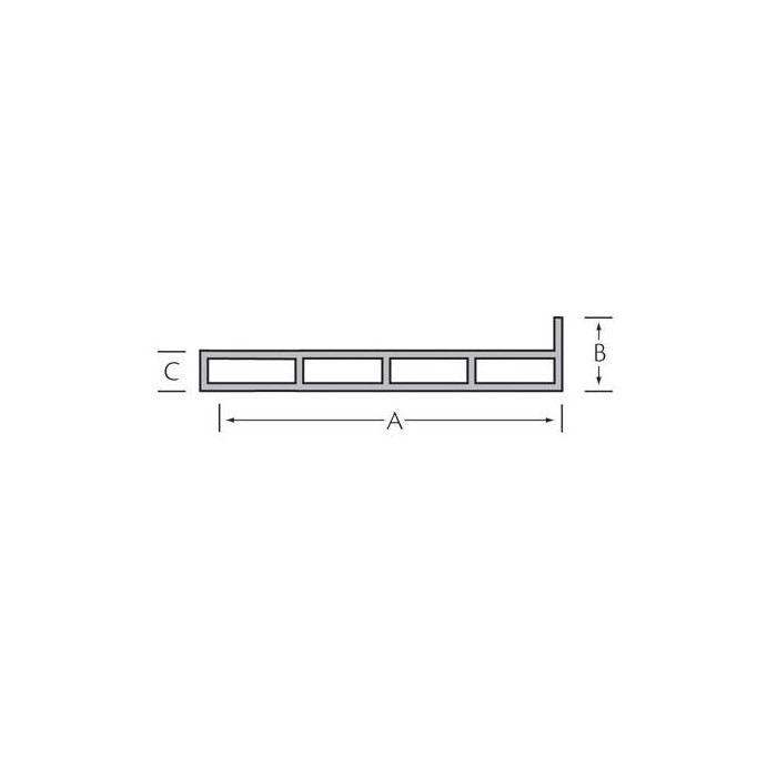 Kamerprofiel met haakse lip 100 x 30 x 15mm