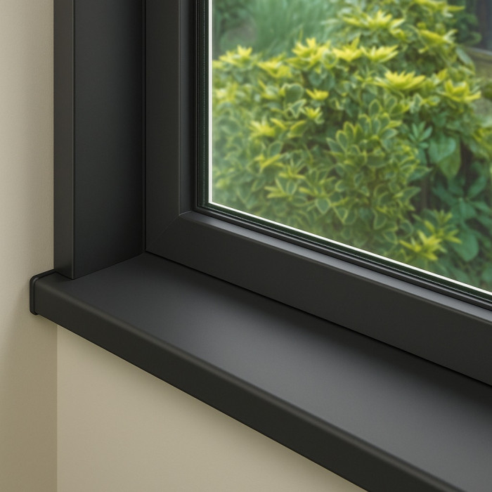 Kozijnafwerking 80 mm in Zwart gemonteerd