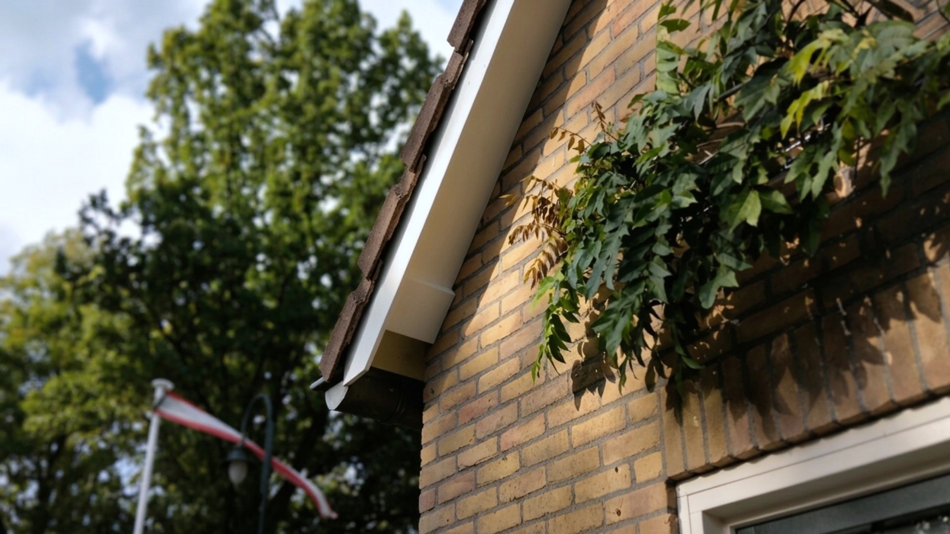 Unipanel bouwpaneel wit toegepast als boeideel aan woning