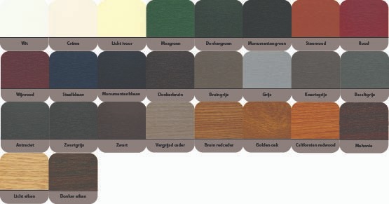 Classic Keralit kleuren die verkrijgbaar zijn in 22 verschillende kleuren Op de foto zie je Classic Keralit kleuren die verkrijgbaar zijn in 22 verschillende kleuren