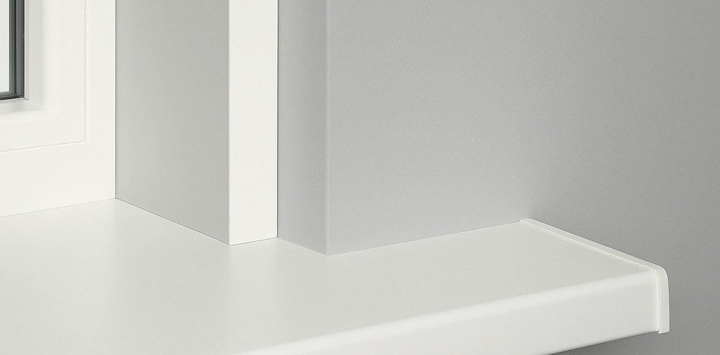 Witte kozijnafwerking langs het kozijn