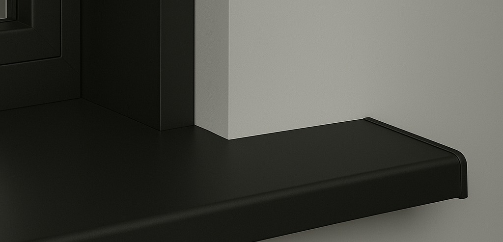 Zwarte kozijnafwerking langs het kozijn