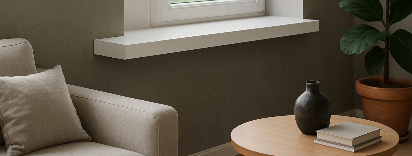 Witte kunststof vensterbank met holkamers