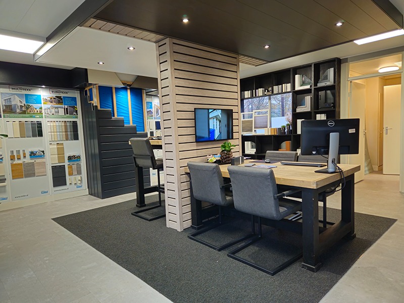 Showroom van Kunststof bouwmateriaal met kunststof bouwmaterialen