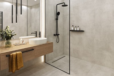 SPC wandbekleding badkamer gemonteerd