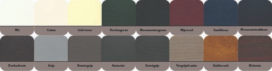 Keralit kleuren voor de dakranden die verkrijgbaar zijn in 16 verschillende kleuren Op de foto zie je Keralit dakrand kleuren die verkrijgbaar zijn in 16 verschillende kleuren